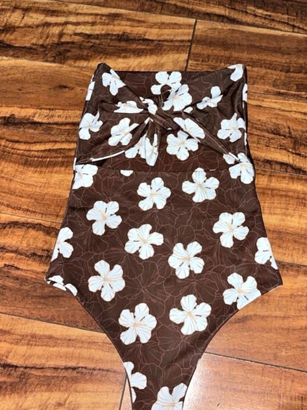 Floral One-Piece Swimsuit in Brown & Blue Like New